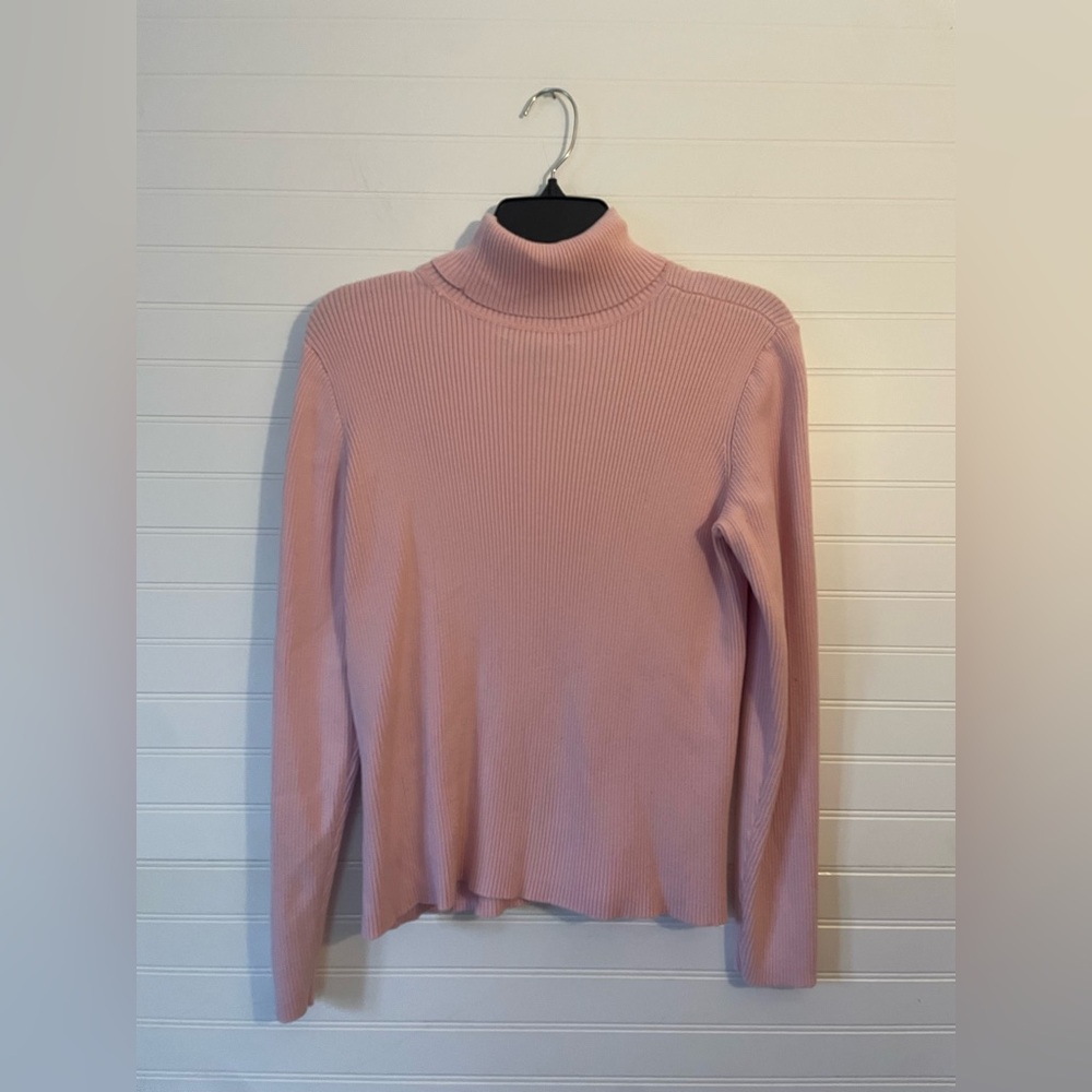 Ralph Lauren Pink Turtleneck Sweater Size Large 100% Cotton Vintage - Picture 6 of 6